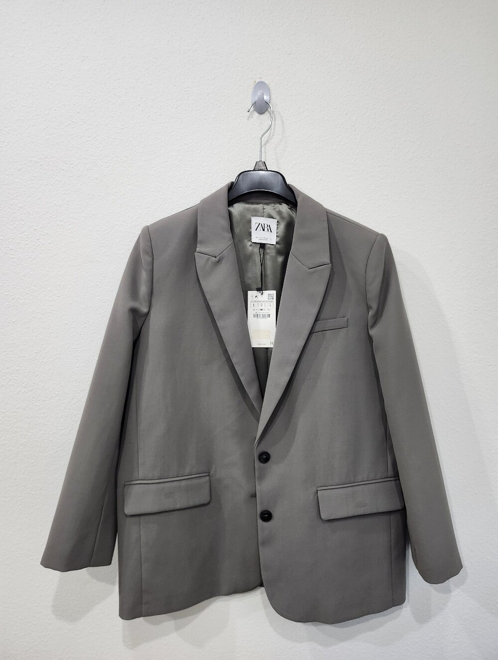 ZARA WOMAN LONGLINE STRAIGHT BLAZER JACKET GRAY Size Large New